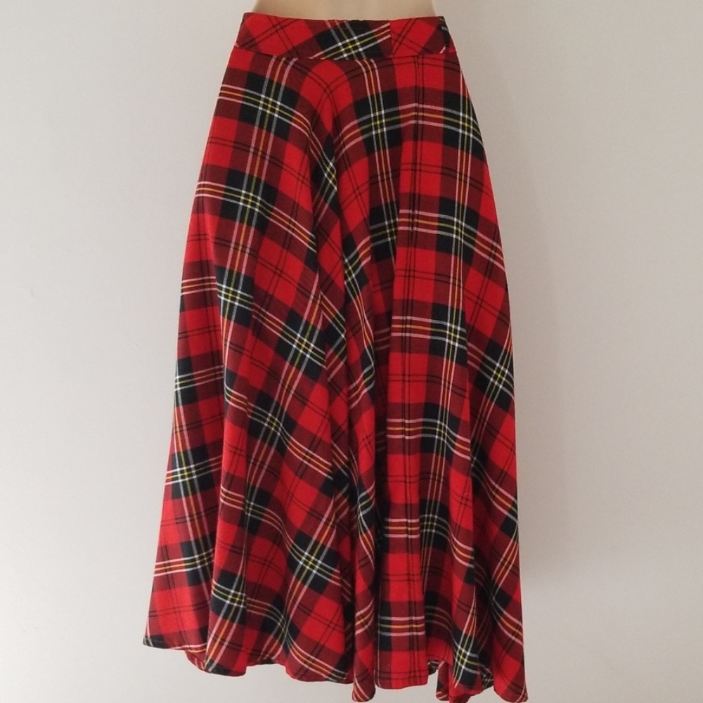 Liz Sport Petites Red Plaid Scottish Style Skirt - Picture 4 of 8